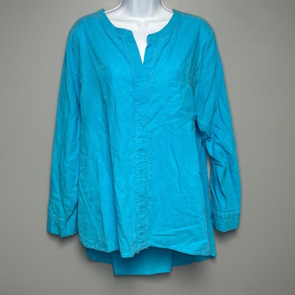 Soft Surroundings Tops - Soft Surroundings Linen Blend Beachy Casual Bright Blue Tunic Top Sz XL